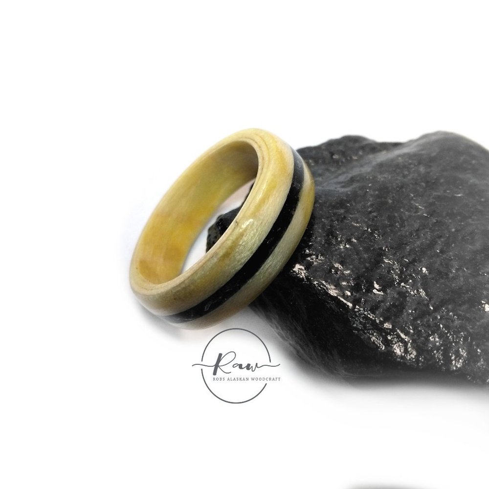 Aspen and Alaskan Glacial Stone Bentwood Ring